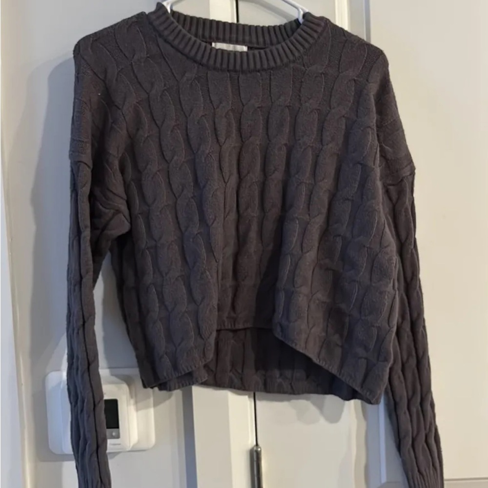 Pink Rose Charcoal Cable Knit Sweater